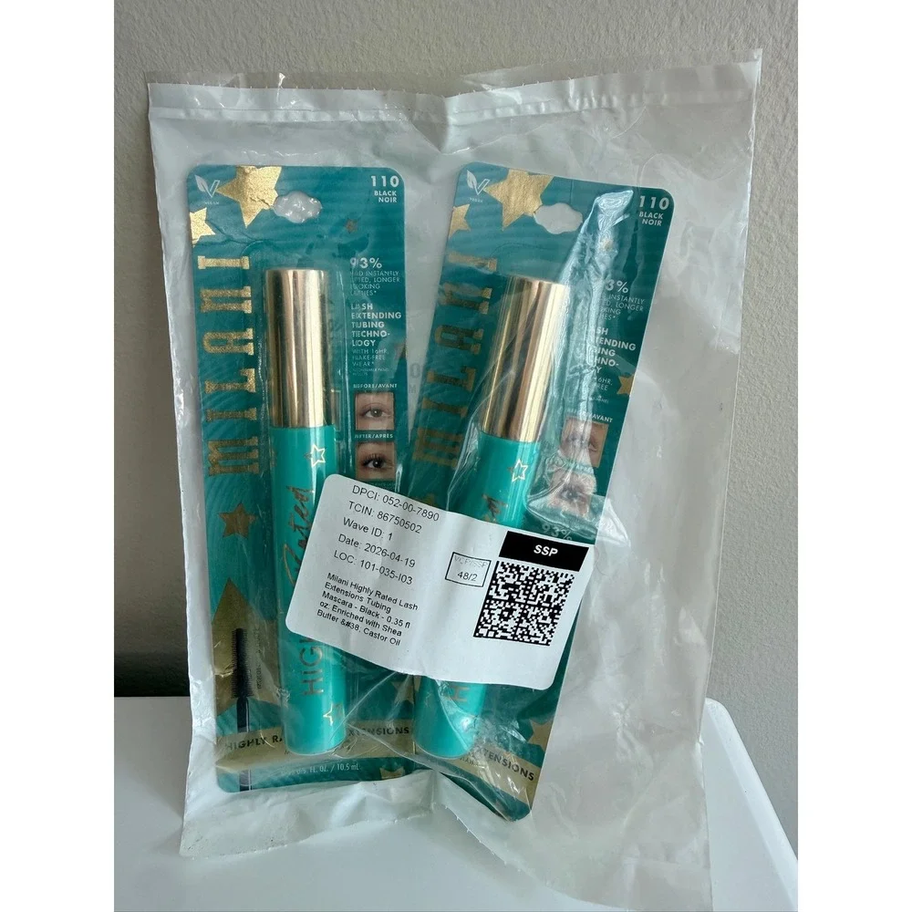 Milani Tubing Mascara Womens 0.35oz Black 110 Lash Extensions 2-Pack NWT
